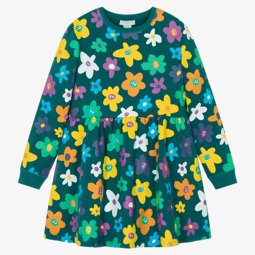 Stella McCartney Kids-Teen Girls Blue Floral Cotton Jersey Dress | Childrensalon