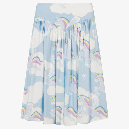 Stella McCartney Kids-Teen Girls Blue Rainbow Unicorns Skirt | Childrensalon