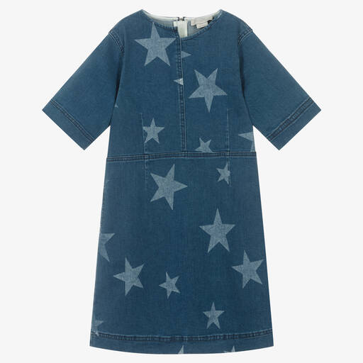 Stella McCartney Kids-Синее джинсовое платье со звездами | Childrensalon
