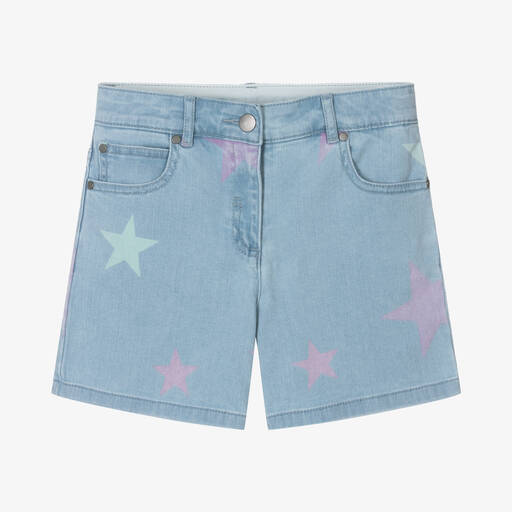 Stella McCartney Kids-Teen Girls Blue Star Print Denim Shorts | Childrensalon