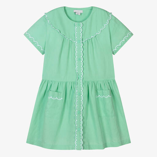 Stella McCartney Kids-Teen Girls Green Linen & Cotton Dress | Childrensalon
