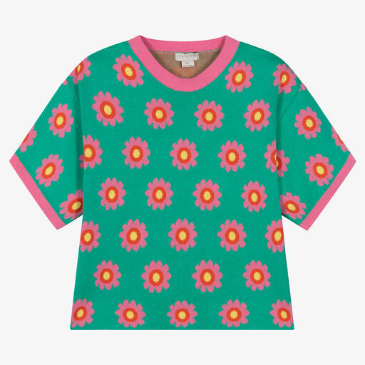 Stella McCartney Kids-Teen Girls Green & Pink Flowers Top | Childrensalon