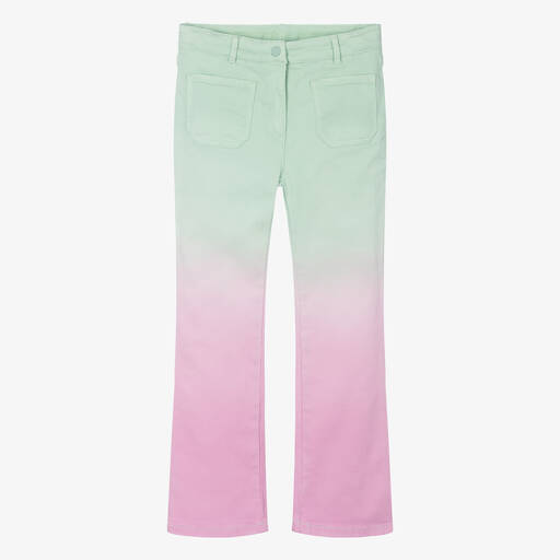 Stella McCartney Kids-Teen Girls Green & Pink Ombré Flared Jeans | Childrensalon
