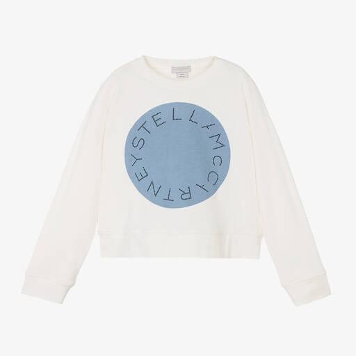 Stella McCartney Kids-Teen Girls Ivory & Blue Cotton Sweatshirt | Childrensalon