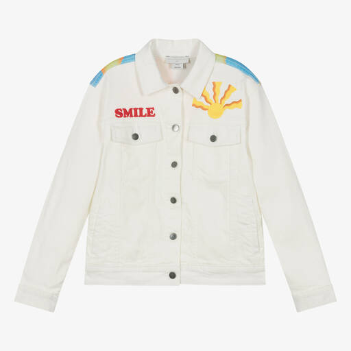 Stella McCartney Kids-Teen Girls Ivory Denim Embroidered Jacket | Childrensalon