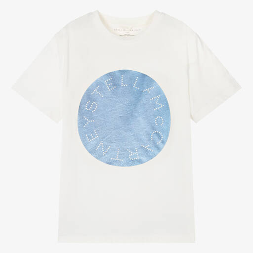 Stella McCartney Kids-Teen Girls Ivory Organic Cotton T-Shirt | Childrensalon