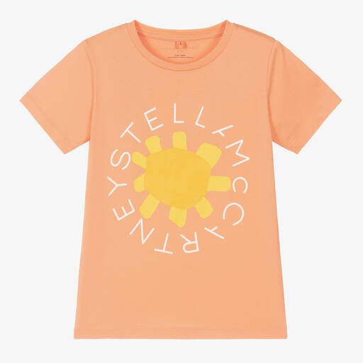 Stella McCartney Kids-Teen Girls Orange Cotton Flower T-Shirt | Childrensalon