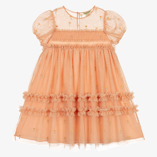 Stella McCartney Kids-Teen Girls Pastel Orange Tulle Dress | Childrensalon