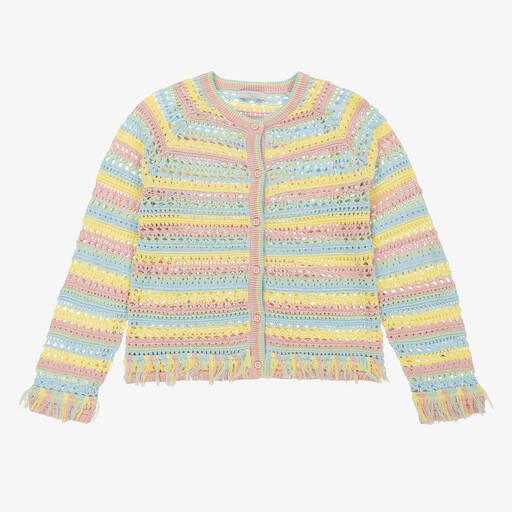 Stella McCartney Kids-Teen Girls Pastel Rainbow Stripe Cardigan | Childrensalon