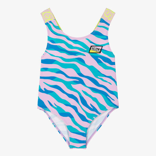 Stella McCartney Kids-Teen Girls Pink & Blue Swimsuit (UPF50+) | Childrensalon