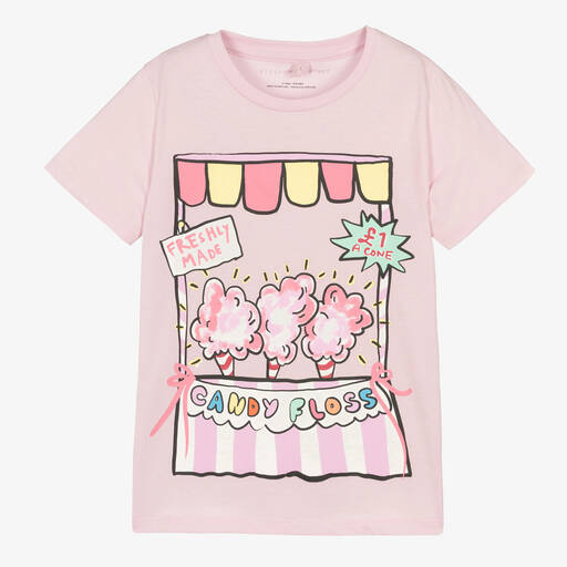 Stella McCartney Kids-Teen Girls Pink Candy Floss Cotton T-Shirt | Childrensalon