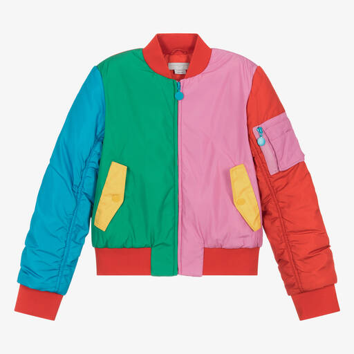 Stella McCartney Kids-Teen Girls Pink Colourblock Bomber Jacket | Childrensalon