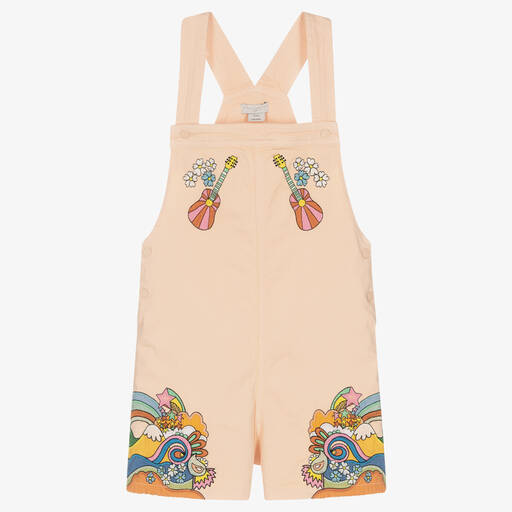 Stella McCartney Kids-Teen Girls Pink Embroidered Dungaree Shorts | Childrensalon