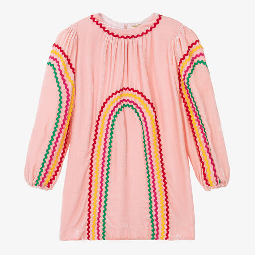 Stella McCartney Kids-Teen Girls Pink Velvet Rainbow Dress | Childrensalon