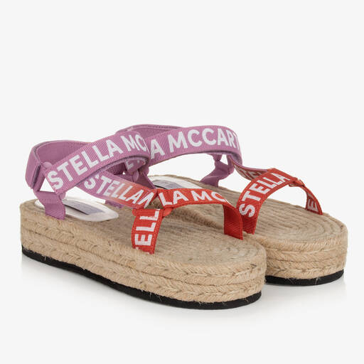 Stella McCartney Kids-Teen Girls Pink Woven Flatform Sandals | Childrensalon