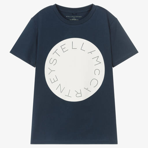 Stella McCartney Kids-Teen Navy Blue Organic Cotton T-Shirt | Childrensalon