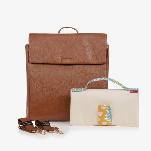 Storksak-Tan Brown St James Leather Changing Bag (37cm) | Childrensalon