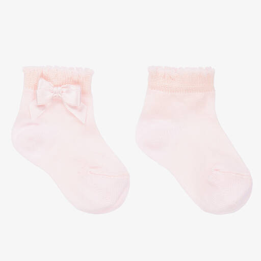 Story Loris-Baby Girls Pale Pink Bow Socks | Childrensalon
