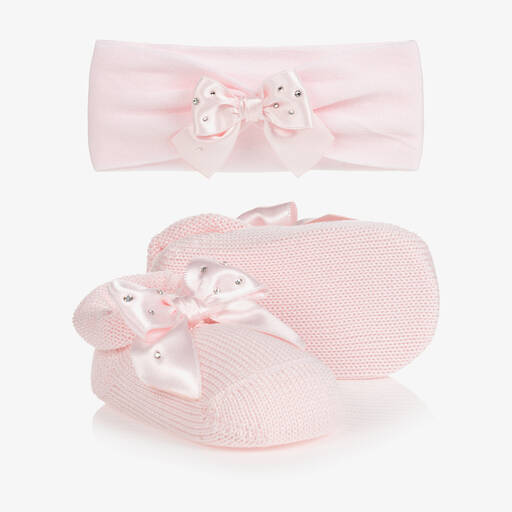 Story Loris-Baby Girls Pink Headband & Booties Gift Set | Childrensalon