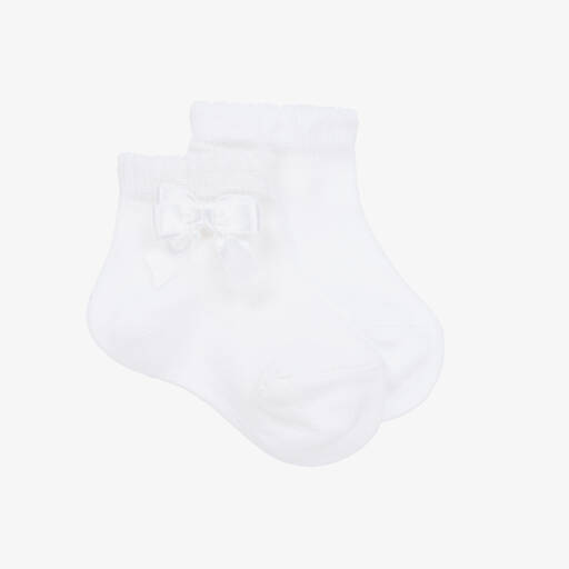 Story Loris-Weiße Socken mit Schleife für Babys (M) | Childrensalon