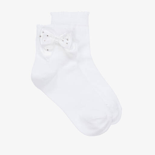 Story Loris-Белые хлопковые носки с бантиками для девочек | Childrensalon