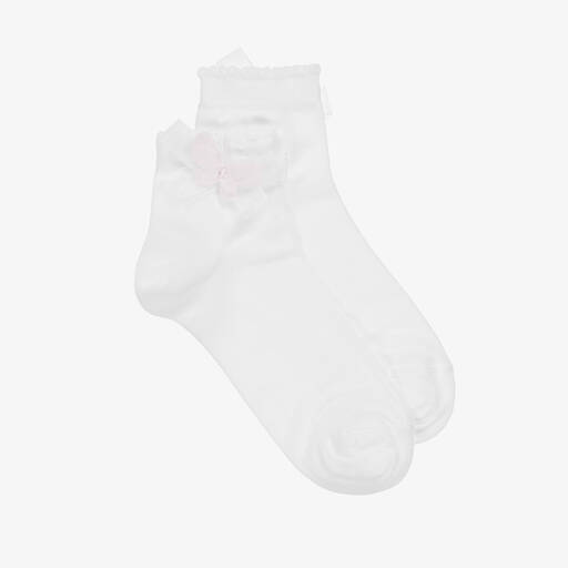 Story Loris-Schmetterlings-Socken in Rosa & Weiß (M) | Childrensalon