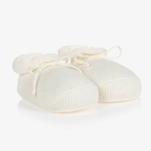 Story Loris-Ivory Cotton Knit Baby Booties | Childrensalon