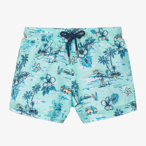Sunuva-Boys Blue Tropical-Print Swim Shorts | Childrensalon
