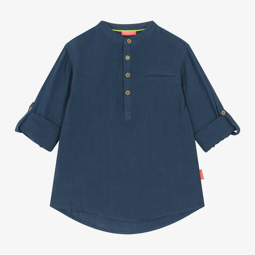 Sunuva-Boys Navy Blue Cotton Shirt | Childrensalon
