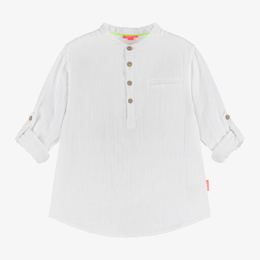 Sunuva-Boys White Collarless Cotton Shirt | Childrensalon