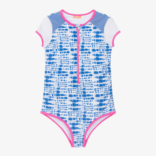 Sunuva-Girls Blue Tie-Dye Zip-Up Swimsuit | Childrensalon