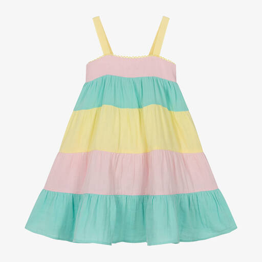 Sunuva-Girls Pastel Pink & Green Cotton Dress | Childrensalon