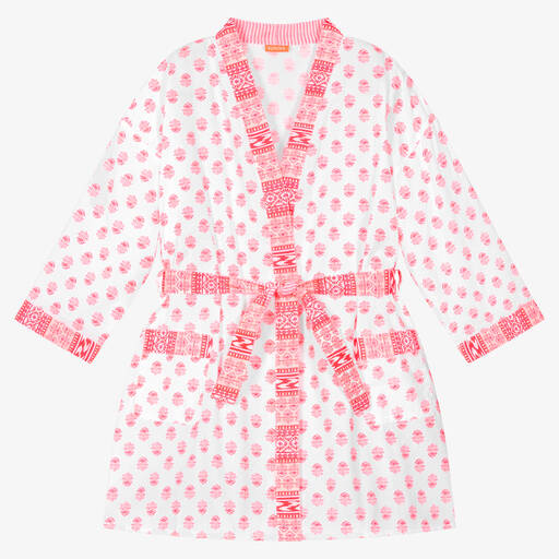 Sunuva-Girls Pink & White Cotton Robe | Childrensalon