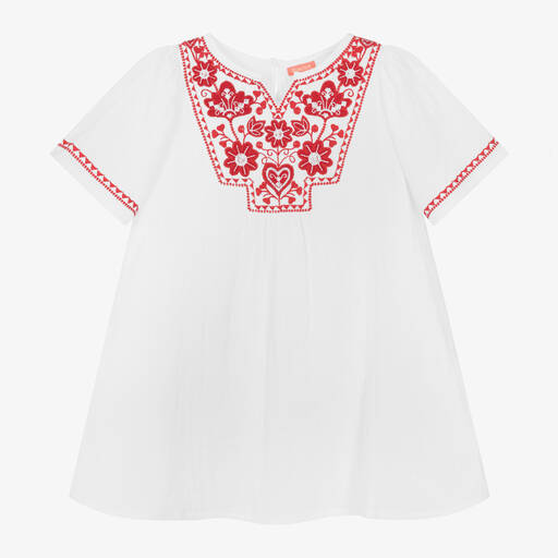 Sunuva-Girls White Embroidered Cotton Dress | Childrensalon