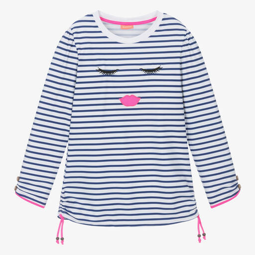Sunuva-Teen Girls Blue Stripe Swim Top | Childrensalon