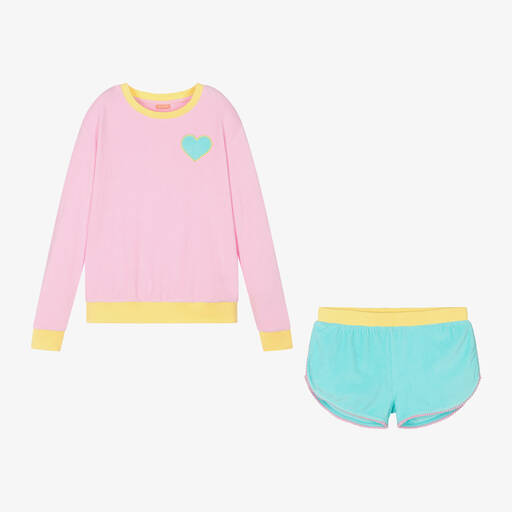 Sunuva-Teen Girls Pink Towelling Shorts Set | Childrensalon
