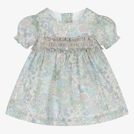 Tartine et Chocolat-Baby Girls Blue Liberty Print Dress | Childrensalon