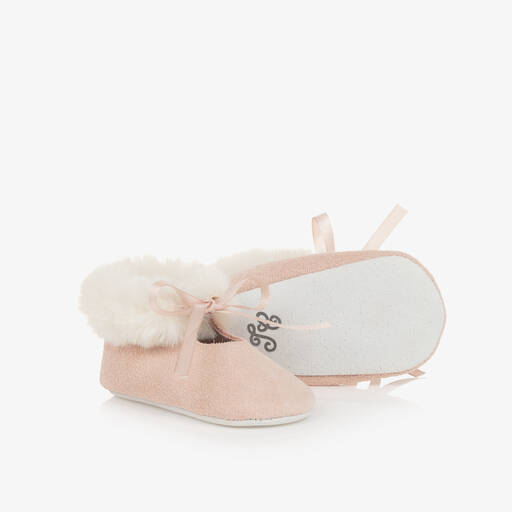 Tartine et Chocolat-Baby Girls Pink Leather Pre-Walker Shoes | Childrensalon