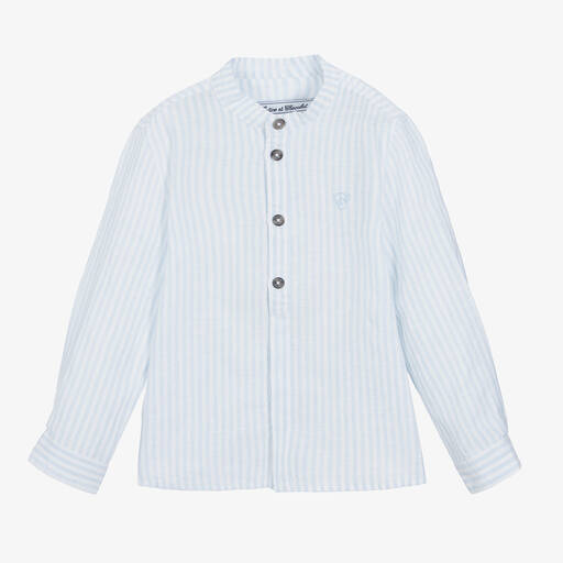 Tartine et Chocolat-Boys Blue & White Striped Shirt | Childrensalon
