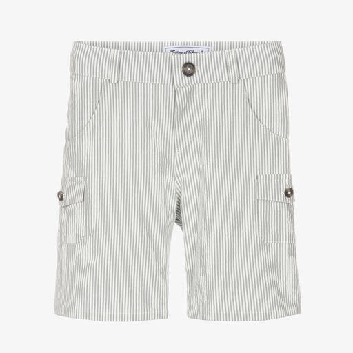 Tartine et Chocolat-Boys Grey Striped Cotton Shorts | Childrensalon