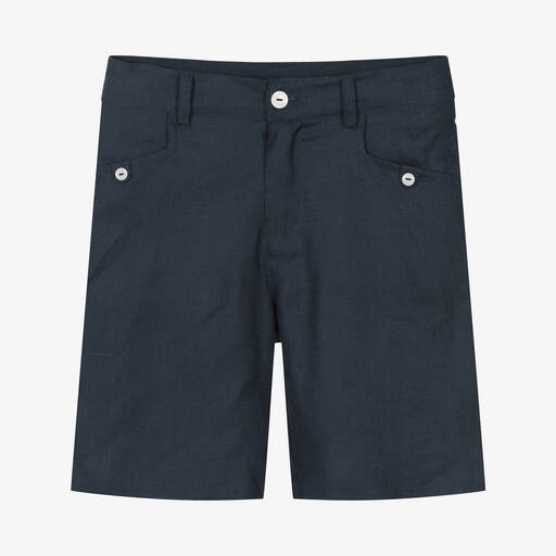 Tartine et Chocolat-Boys Navy Blue Linen Shorts | Childrensalon