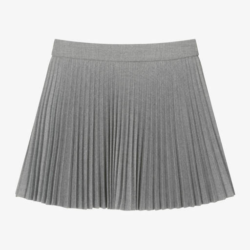 Tartine et Chocolat-Girls Grey Pleated Cotton Skirt | Childrensalon