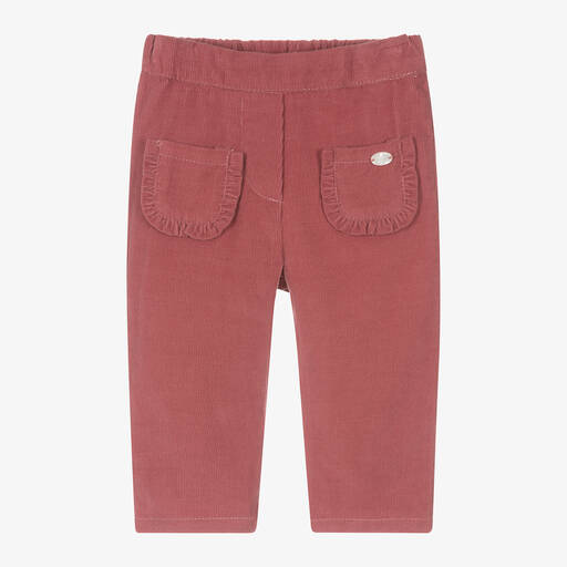 Tartine et Chocolat-Girls Pink Cotton Needlecord Trousers | Childrensalon