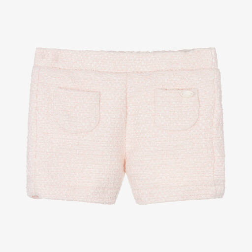 Tartine et Chocolat-Girls Pink Cotton Tweed Shorts | Childrensalon