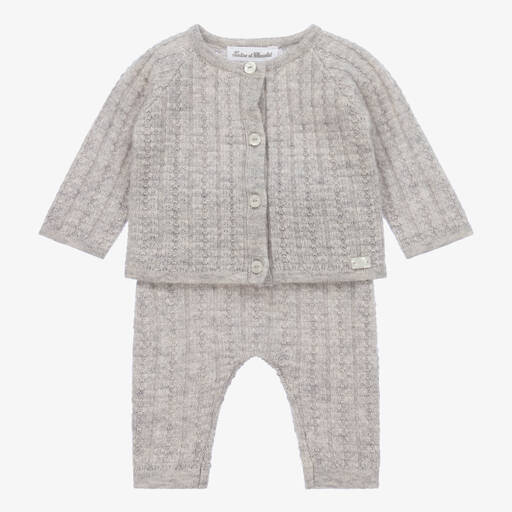 Tartine et Chocolat-Grey Wool & Cashmere Baby Trouser Set | Childrensalon