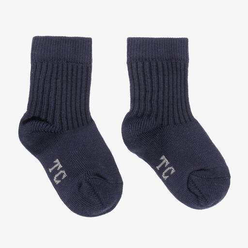 Tartine et Chocolat-Navy Blue Knitted Cotton Socks | Childrensalon