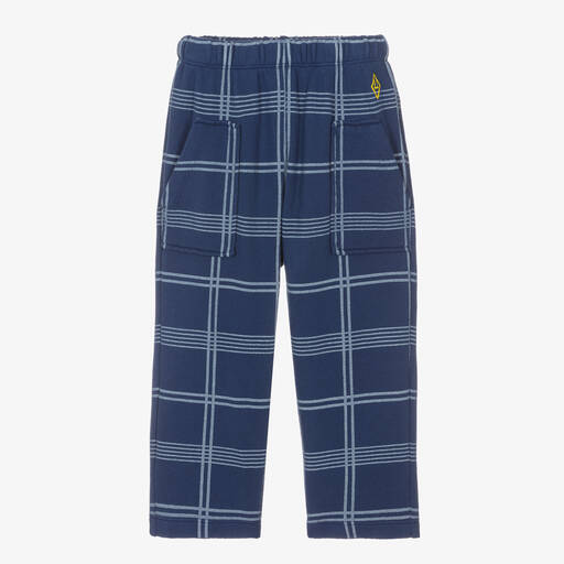 The Animals Observatory-Blue Cotton Checked Trousers | Childrensalon