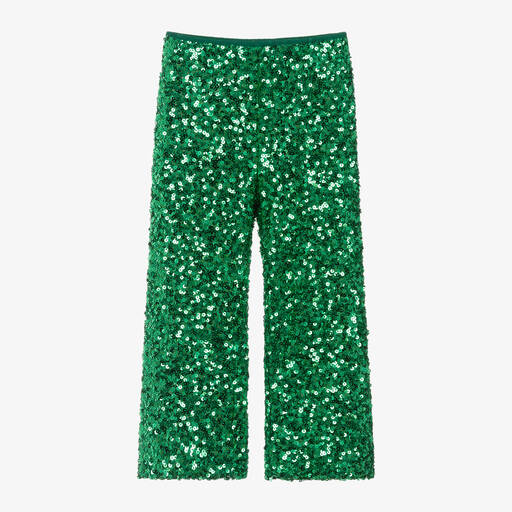 The Animals Observatory-Girls Green Sequin Trousers | Childrensalon