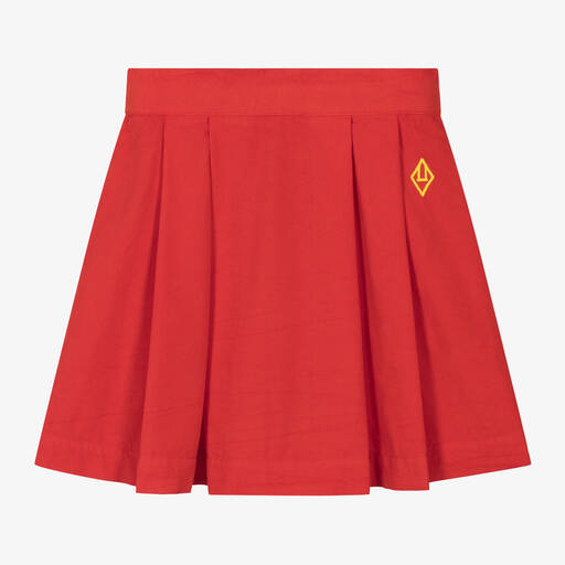 The Animals Observatory-Girls Red Cotton Pleated Skirt | Childrensalon