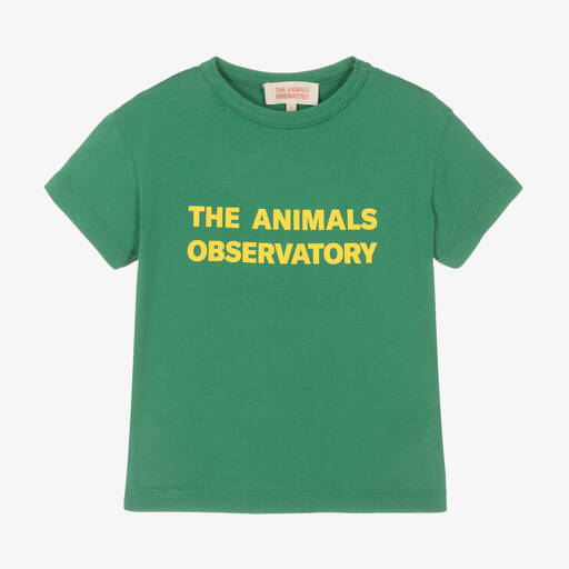 The Animals Observatory-Green Cotton T-Shirt | Childrensalon